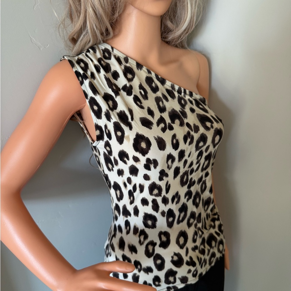 NWT Stylish Leopard Print One-Shoulder Top!